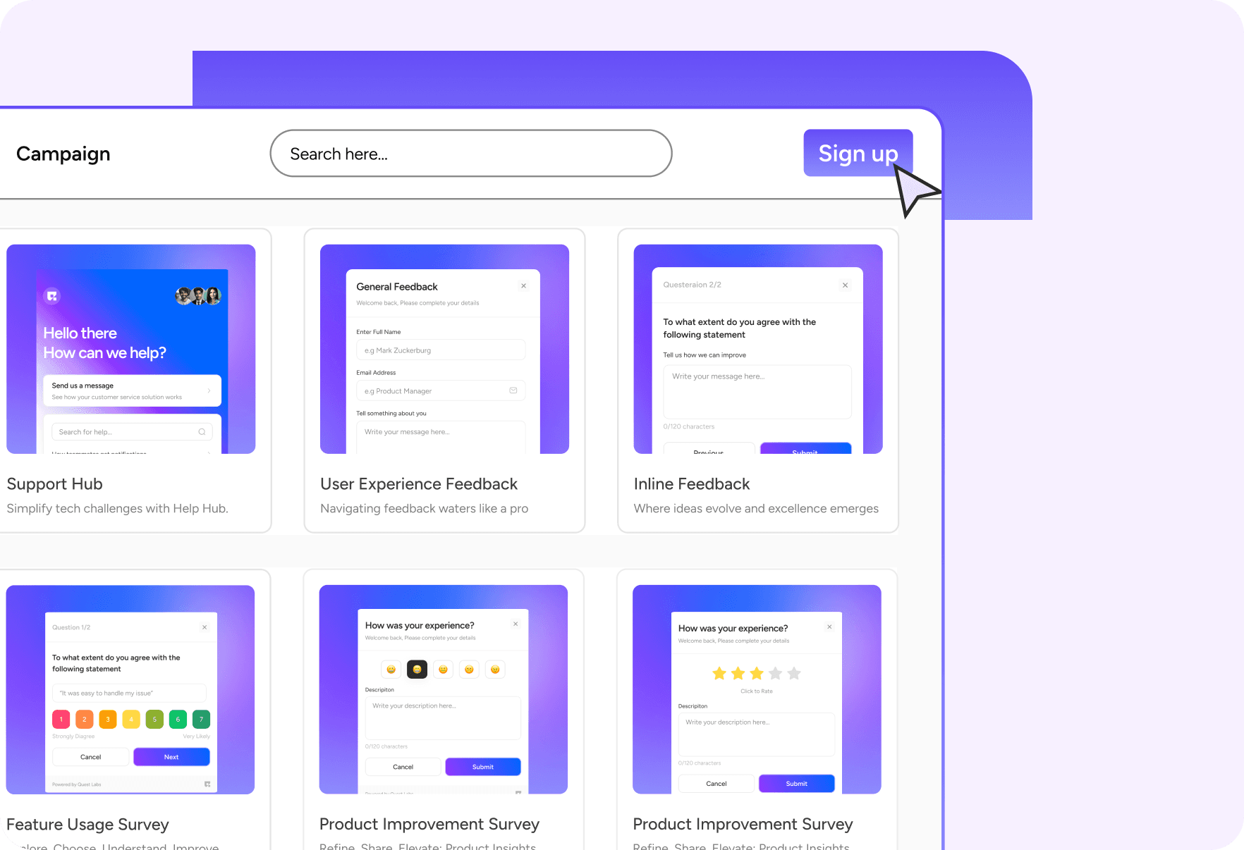 Sign Up and Choose Template