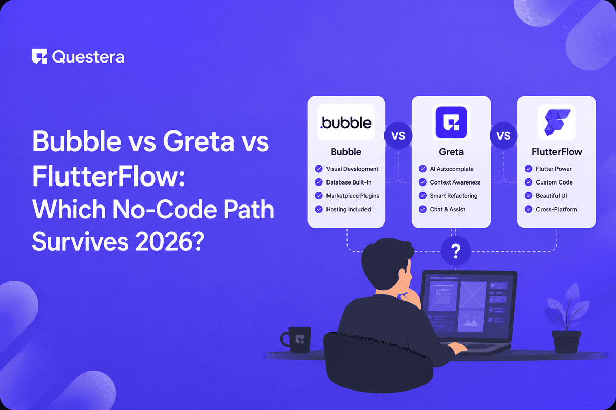 Bubble vs Greta vs FlutterFlow comparison — no-code paths for 2026