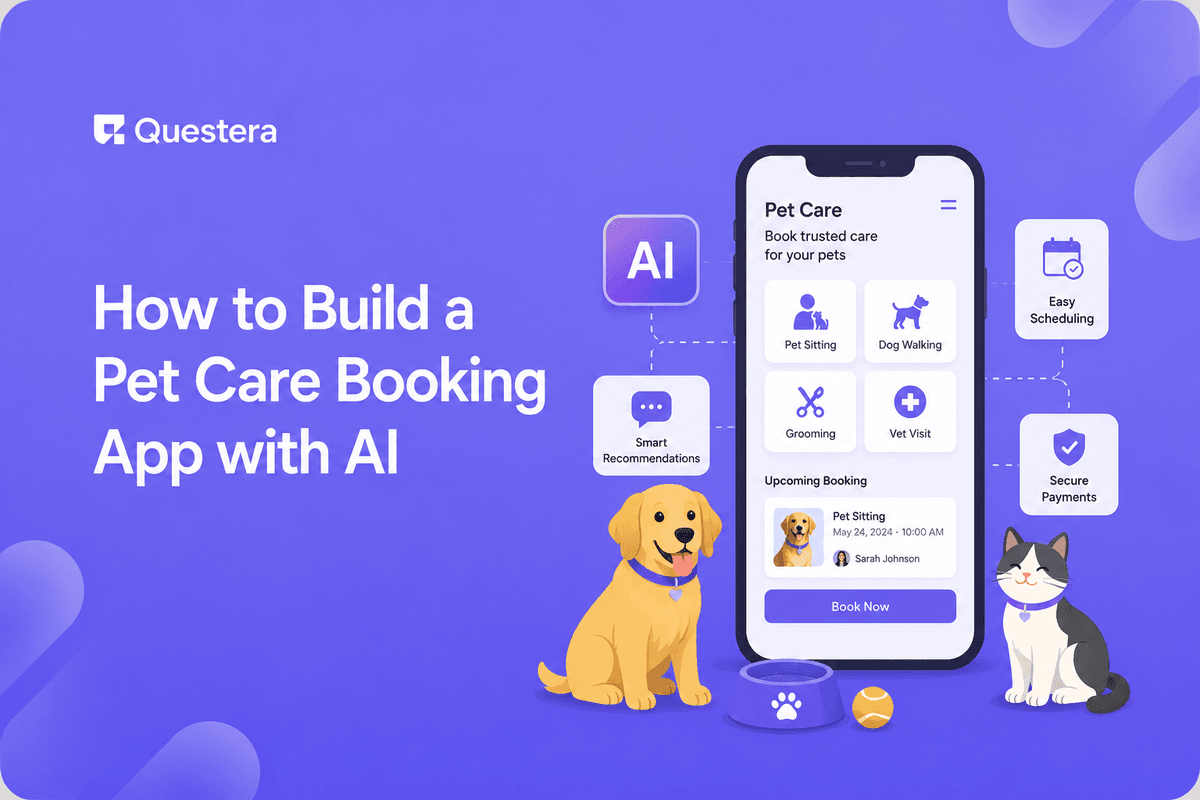 Build a pet care booking app with AI showing pet profiles and booking calendar