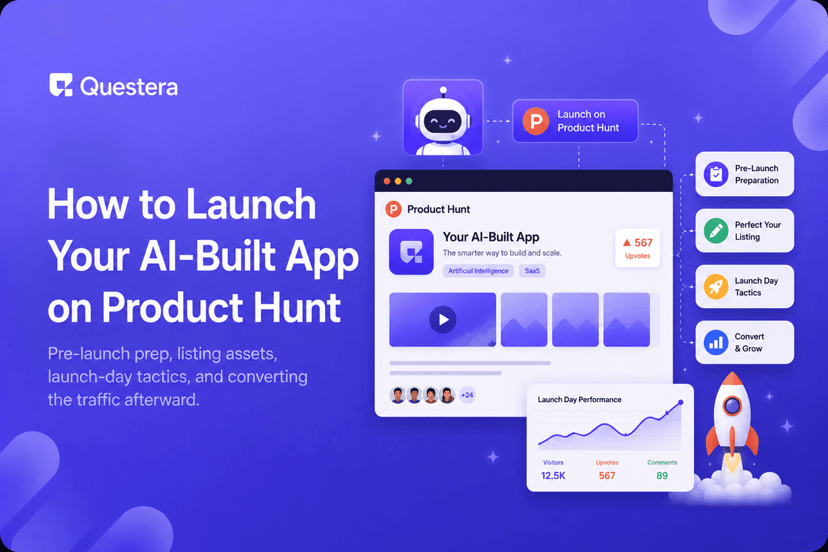 Product Hunt launch page for an AI-built app