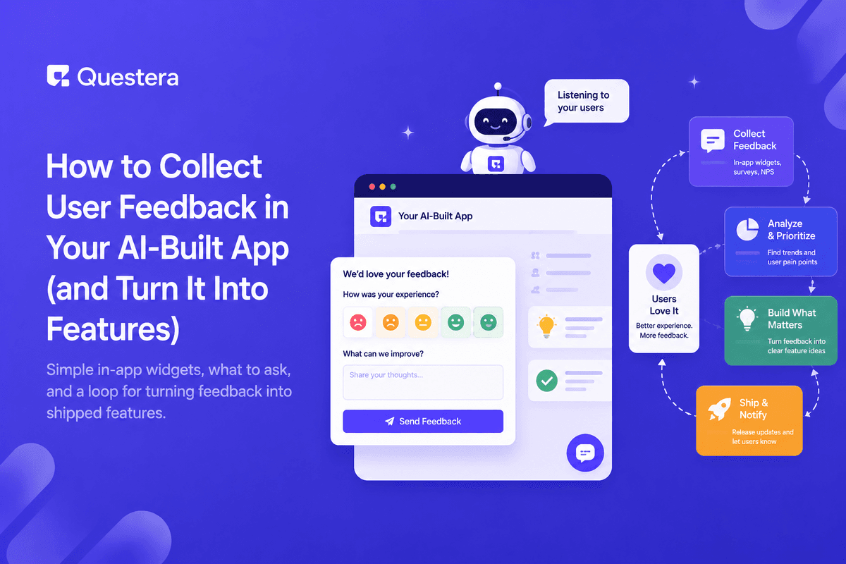 In-app feedback widget collecting user suggestions in an AI-built app