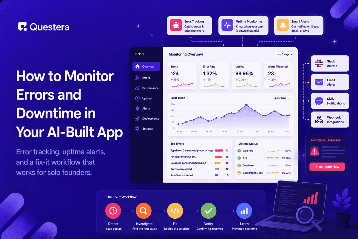 Error and uptime monitoring dashboard for an AI-built app